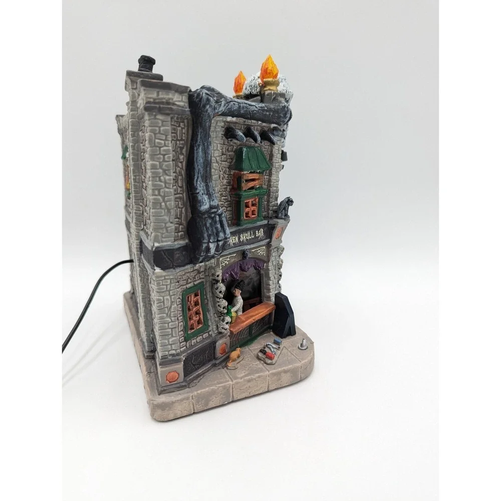 Lemax Spooky Town BROKEN SKULL BAR Halloween Skeleton Bones Lights & Sound
